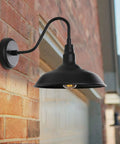 Gooseneck Barn Lights 10 Inch Black Exterior Wall Mount Sconce Set 4 Pack Farmhouse Style Waterproof Outdoor Lighting on brick wall