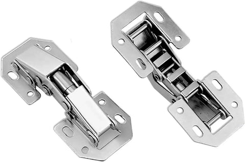 Nickel-Plated Steel Screw-On Hinge With Spring 90 Degree No-Drill Corner Stop And Inner Stop For Kitchen Cabinets Set Of 4