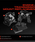 Straight Bolt On Engine And Transmission Mount Replacement Set For Chevy Express And Gmc Savana 1500 2500 V6 4.3 Liter 2003 Through 2014 showing three motor mounts.