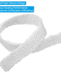 White ceramic fiber braided wood stove gasket rope, 1 x 1/8 x 157 in, high-temperature seal