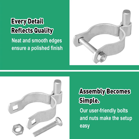 Heavy Duty Gate Hinges For Dual Size Posts One Three Eighths Inch And Two Three Eighths Inch Adjustable Universal Post Hinges With Bolts And Nuts Zinc Plated Steel Two Pack Includes Two Male And Two Female Hinges For Swing Gates