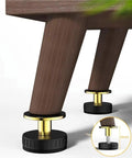 Close-up of adjustable furniture feet set 12 pieces for leveling and anti shake on beds and heavy furniture with telescopic posts.