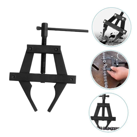 Hella Durable Motorcycle Chain Tensioner Tool Adjustable Chain Tightener For S Chain Rock Solid Bike Chain Adjuster, compact black design.