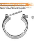2.5 Inch V Band Clamp For Exhaust Systems And Downpipes, stainless steel automotive V clamp with t-bolt and nut for easy disassembly.