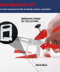 Tile Leveling System Kit With Plier And 1000 Spacers Clips And 200 Reusable Wedges For Ceramic Tile And Stone Installation 1/16 Inch Spacers