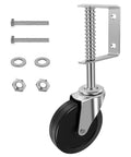 Rock Solid 4 Inch Rotating Gate Roller With Spring Loaded Adjustable Support Caster For Wood Or Metal Gates, includes caster and hardware.