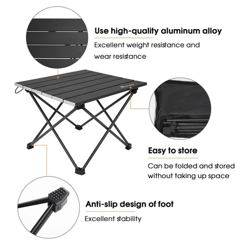 Ultralight Folding Camping Table With Carry Bag Portable For Outdoor Cooking And Picnics Camp Boat And Travel Black Small Size Ready For Any Adventure