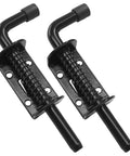 Top Shelf Premium Steel Heavy Duty 2 Pack 5 Inch Spring Loaded Barrel Bolt Latch Pin Black Rust Resistant Outdoor Security Hardware.