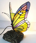 Tiffany Style Butterfly Table Lamp With Stained Glass Multicolor Night Light Blue Glass Accent For Living Room Or Bedroom, Eye Catching Home Decor
