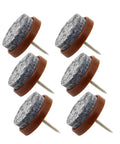 Brown 24mm Felt Screw In Chair Glides Set For Tables And Chairs Round Metal Foot Pads Furniture Protectors To Prevent Surface Damage And Improve Grip On Hardwood Floors Easy Install 40 Pieces close-up of individual pads.