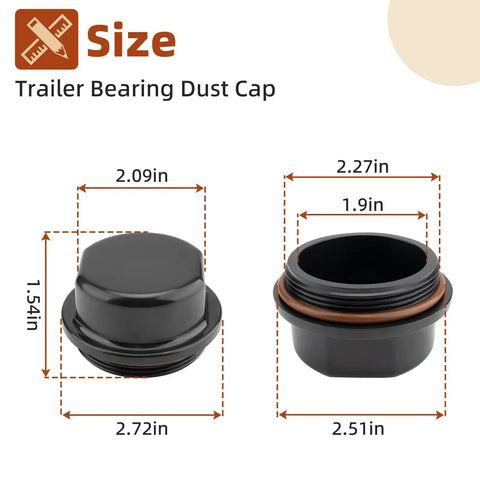 Two Pack 81143 Vortex Replacement Hub Caps With O-Ring And Trailer Hub Grease Cap dimensions and size chart