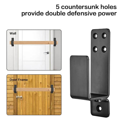2 Pack Door Barricade Brackets For 2x4 Lumber Drop Open Bar Holder For Home Security Beefy Carbon Steel Black Finish
