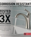 Arvo Brushed Nickel Bathroom Faucet For 1 Hole Vanity Sink, Single Hole Design With Push-Pop Drain shown with water flow