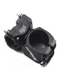25.4Mm Handlebar Stem, 32Mm Shorty Length Aluminum MTB Stem For Mountain, Road, BMX And Fixie Bikes, Easy Install With Four Bolt Clamp, Lightweight About 150G, Black. Close-up of black, lightweight, aluminum stem.