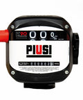Front view of 3 Digit Mechanical Fuel Flow Meter With 90 Degree Inlet Outlet, 1 Inch NPT, 7 Digit Totalizer, showing readout display.