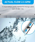 Flow rate and V-shaped design of Tile Inset Linear Shower Drain 36 Inch 2 In 1 Brushed Nickel 304 Stainless Steel Floor Drain
