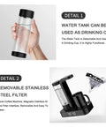 Image showing automatic coffee machine with detachable water tank as drinking cup, auto shutoff, blue indicator light.