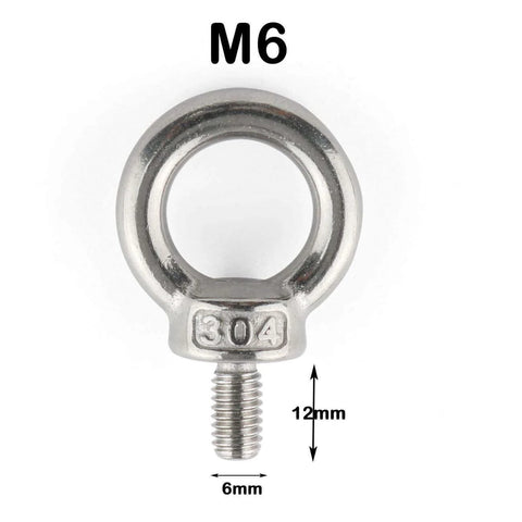 Six Piece M6 Eyebolt Set With M6x12 Thread Shoulder Lifting Ring Eyebolts 304 Stainless Steel With Nylon Lock Nuts For Machinery Auto