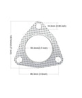 Exhaust flange gasket, 2.5-inch, graphite with triangular 3-bolt pattern and 63.4 mm center opening.