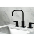 Matte Black Widespread Bathroom Faucet With Pop Up Drain, Solid Brass Construction, Drip Free Ceramic Disc, 3 Hole Installation