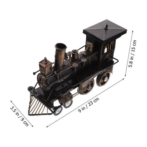 Vintage Steam Locomotive Model Sculpture for Desk Decor and Living Room, Retro Train Figurine, Classic Alloy Desktop Ornament