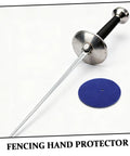 Blue Wool Felt Fencing Hand Guard Pads Replacement shown with a fencing sword for safety in practice and competitions.