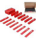 Top Shelf Precision Gauge Block Set With Inch Height Calibration Bars For Router Tables And Saws Lightweight Aluminum setup jigs, red calibration blocks.