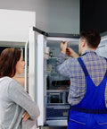Technician installs Whirlpool Ice Maker Replacement Part Fits Models ASD BRS CS2 ED2 ED5 IS2 ID5 MSD TS2 WSR Replaces kit