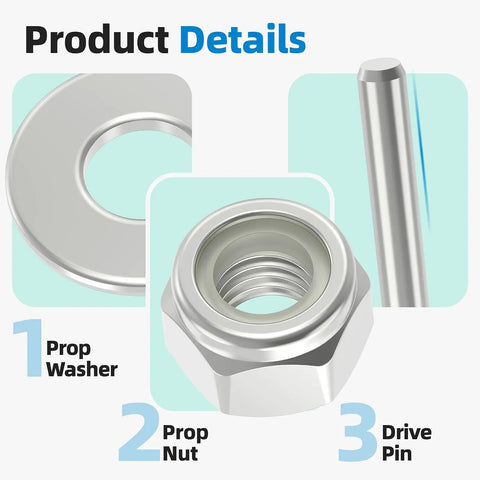 Prop Nut Kit For MKP 32 And MKP 37 Trolling Motors Replacement For Minn Kota Shear Pin No Fuss Easy Install includes washer, nut, and pin