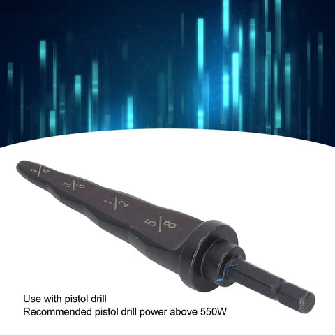 4 In 1 Pipe Tube Expander Tool For HVAC Copper Lines Set With Drill Bit showing a drill bit with size markings for tubing use.