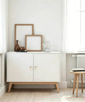 Stylish cabinet with Sleek Round Pull Swing Ring Cabinet Handles 12 Pack Made From Solid Zinc Alloy With Brushed Gold Finish
