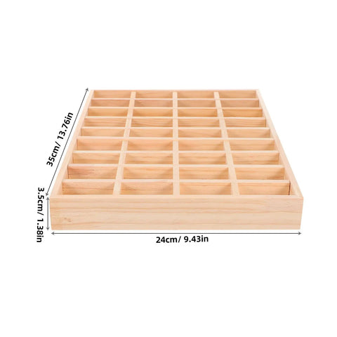 Dope Stackable Jewelry Organizer Tray Featuring Thirty Six Durable Wooden Grids For Sorting Beads Bracelets Pendants And Earrings side view with measurements.