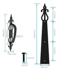 Heavy Duty Garage Door Hardware Kit Featuring Decorative Steel Handles And Smooth Closing Hinges With Stable Damping For Frameless Or Framed Cabinets, including dimensions.
