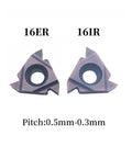 Pro Grade 20 Piece Carbide Threading Insert Set With 16Er And 16Ir Ag60 Geometry featuring angled carbide blades for precision turning.