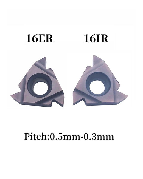 Pro Grade 20 Piece Carbide Threading Insert Set With 16Er And 16Ir Ag60 Geometry featuring angled carbide blades for precision turning.