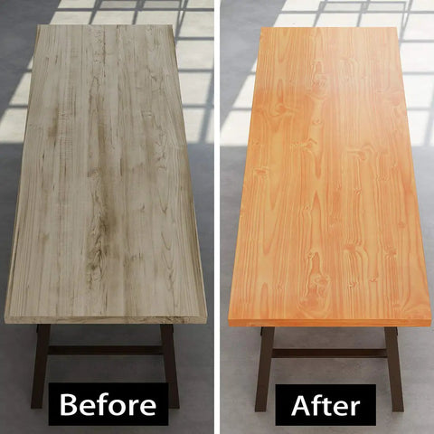 Before and after using Natural Wood Peel And Stick Contact Paper For Countertops And Cabinets, Waterproof Self Adhesive 15.8x394 Roll