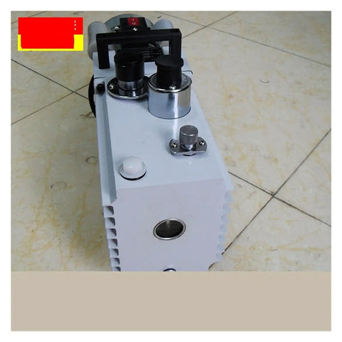 Straight Up Built Tough Two Stage Rotary Vane Vacuum Pump With Direct Coupled Motor And Gas Ballast Valve top view showing design and components.