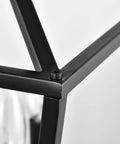 Close-up of matte black frame detail on Renzo 4 Light Black Lantern Pendant Light Dimmable Adjustable Height Square Cage Hanging Fixture