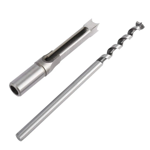 Pro Grade 7 Piece Square Hole Mortise Drill Bit Set HSS Woodworking Chisel Bits For Mortising DIY Friendly Tools close-up angle