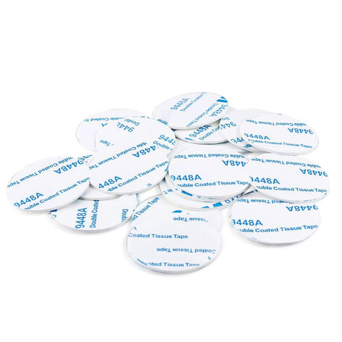 MIKEDE 20-pack neodymium disc magnets with double-sided adhesive, top-down view, 1.26 inch diameter