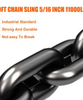 Rock Solid Heavy Hitter 4 Way Chain Lifting Sling With Grab Hooks 10 Feet Long 5/16 Inch Diameter 11000 Lb Capacity close-up of chain links