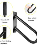 Sturdy 18 Inch Outdoor Stair Handrail For 1 To 2 Steps, Black U Shaped Wall Mount Grab Bar, Easy Install Safety Rail