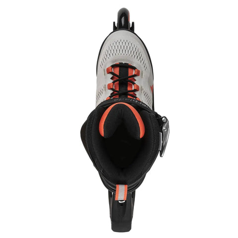 Top view of Macroblade 80 Women's Fitness Inline Skates For Casual Training with Secure Cuff, Gray and Coral color, Form-Fit Liner