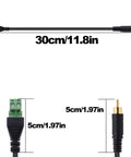 RCA Screw Terminal Block Adapter Cable Solderless Connector 2 Pin RCA Male To AV Extension For Speaker Replacement And Repair Pluggable Audio Video Converter Cord 30cm Pack Of 2 shown with measurements