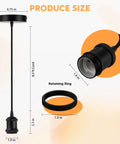 Harwez Matte Black Industrial Vintage Mini Pendant Light Kit E26 LP-0661 dimensions showing 4.75'' canopy and E26 lampholder.