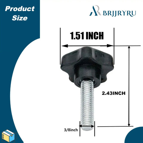 4 Pack Wing Nut Knob 3/8-16 By 1-1/4 Inch Replacement Part 481625-01 product dimensions diagram