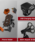 Image showing phone holder, USB charging port, and adjustable stem for Powerful Dual Motor 4000W Fat Tire Electric Bike.