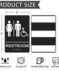 Diagram of ADA Braille Unisex Restroom Sign 9 By 6 Inches With Self Adhesive Tape, showing dimensions and features.