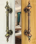 Retro European Style Sliding Door Handle for Wood and Glass Doors, zinc alloy construction, electroplated bronze finish