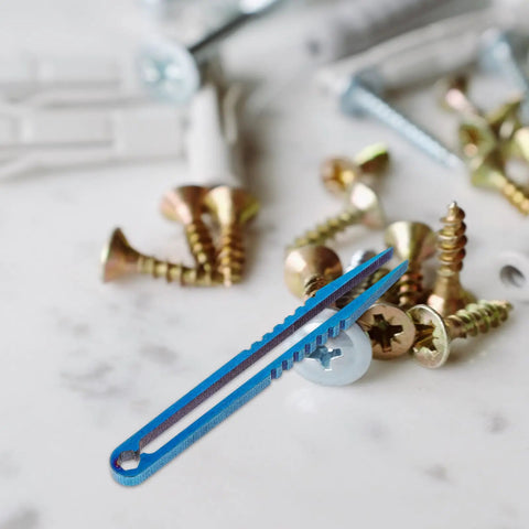 Titanium Alloy Tweezers Compact Machining Clamp Mini Travel Tool with screws on marble surface
